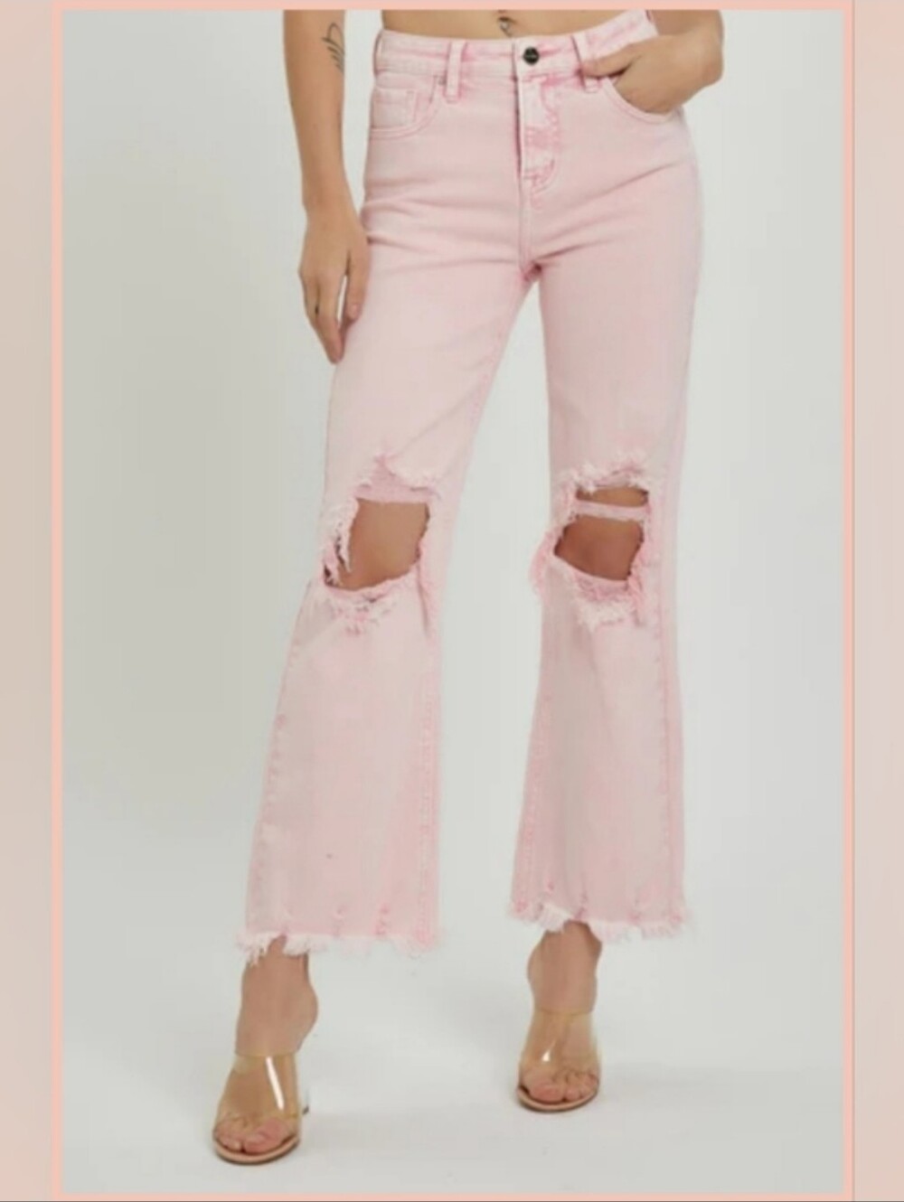 RISRN JEANS High-Rise Pink Wide-Leg Jeans. NWT Size 1 Waist 25